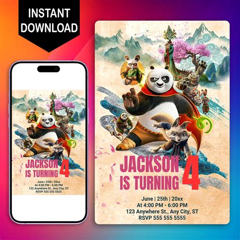 Kung Fu Panda Birthday Invitation Template – CreativeRino