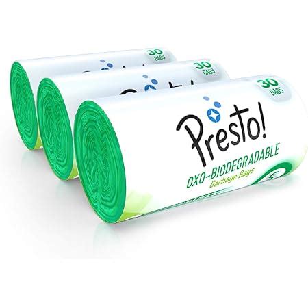 Presto! Oxo-Biodegradable Garbage Bags (Black, Medium, 19 x 21 inches ...