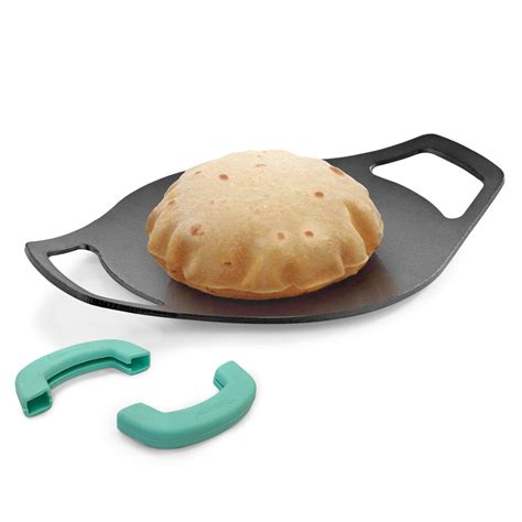 Eco Cast Iron 24cm Concave Tawa / Roti Tawa, Comes with Silicone Sleev