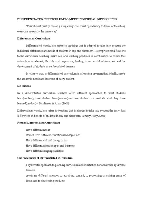10-13. Differentiated Curriculum TO MEET Individual Differences ...