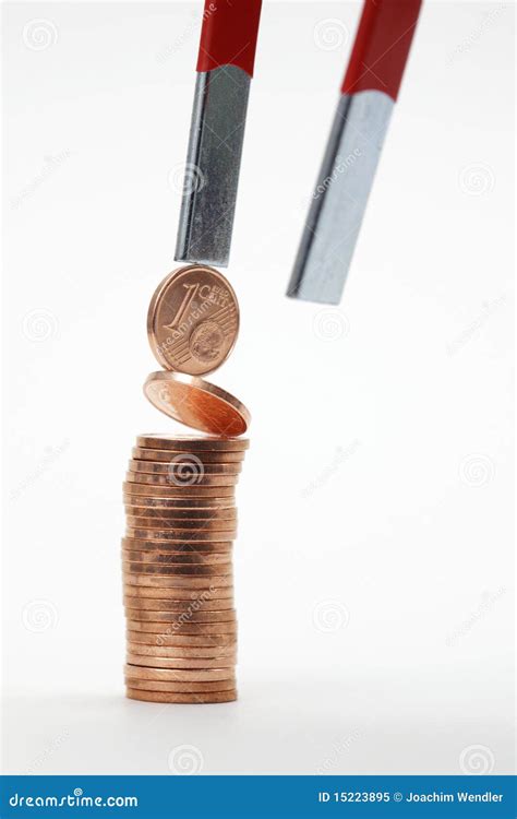 Euro coins with magnet stock image. Image of crisis, financial - 15223895