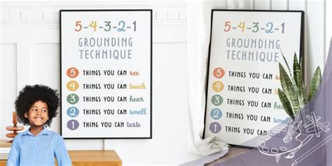 5-4-3-2-1 Grounding Technique Calm Corner Mindfulness Poster