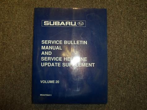 1998 Subaru Service Bulletin Helpline Update Supplement Service Shop ...