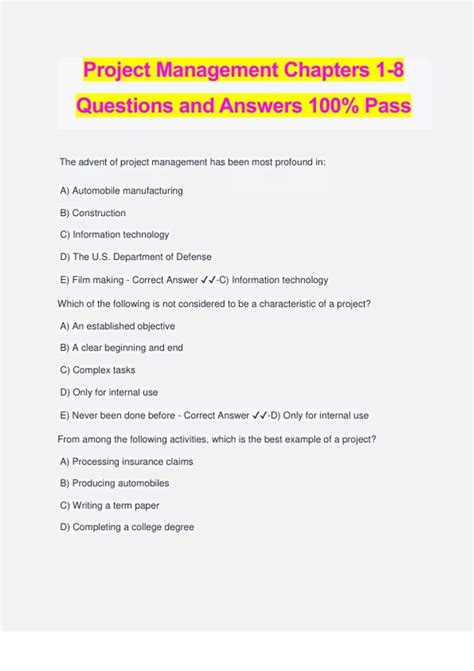 Project Management Test Questions and Answers 的图像结果