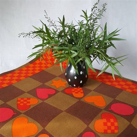 Kajsa Axelsson Hand Printed Vintage Christmas Tablecloth With Hearts ...