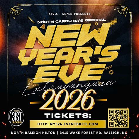 NCs Official New Years Eve Extravaganza 2026, Hilton North Raleigh ...