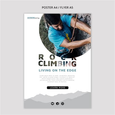 Ready to rock climbing poster template | Free PSD