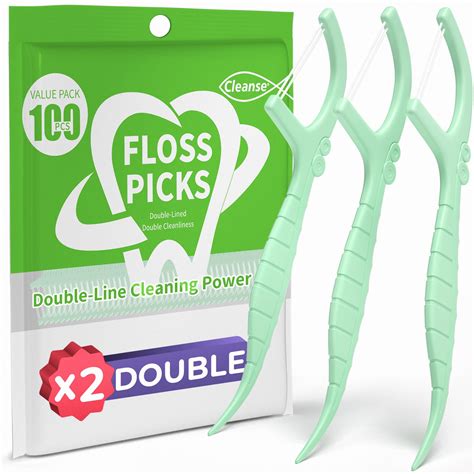 100Pcs Floss Sticks Dental, Double Floss Line Dental Floss Stick, Easy ...