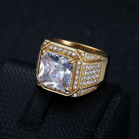 MIVEIVIA ICED OUT Big Cube CZ diamond Ring for men Wedding India | Ubuy