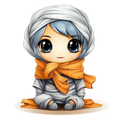 Cute creepy kawaii cartoon with zombie mummy | Premium AI-generated image