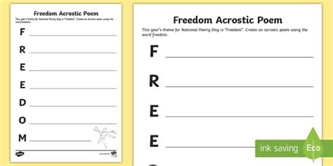 Freedom Acrostic Poem (teacher made) - Twinkl