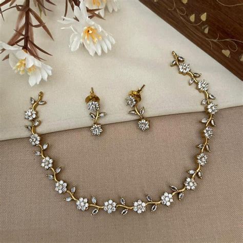Gold Plated zercon floral concept Necklace Set – Griiham