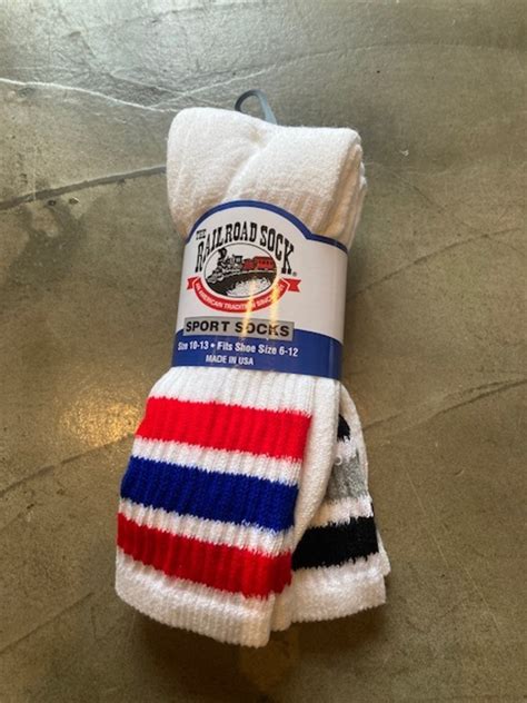 RAILROAD SOCKS MADE IN USA LINE SPORTS CREW SOCKS 2pc / レイルロードソックス アメリカ ...