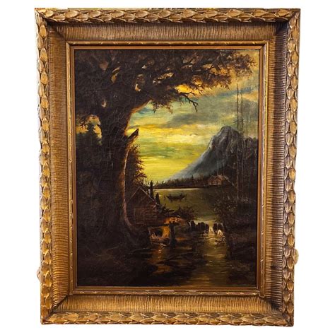 Antique Landscape Oil Painting Signed ''Liner'' For Sale at 1stDibs