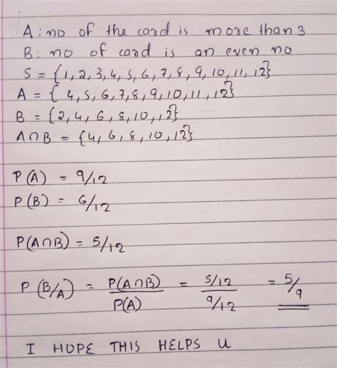 12 cards numbered 1 to 12 are placed in box mixed up thoroughly and ...