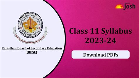 RBSE Class 11th Syllabus 2024: Download Rajasthan Board Class 11 ...