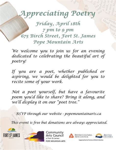 Appreciating Poetry - an evening of poems, Fort St. James Public ...