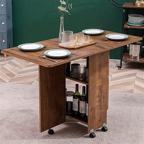 Space-saving Folding Dining Table with Wheels and Nepal | Ubuy