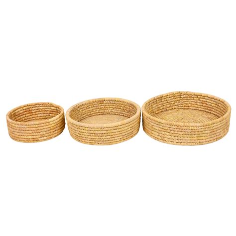 Handcrafted Sabai Grass Round Storage Baskets – Set of 3 – Natriel