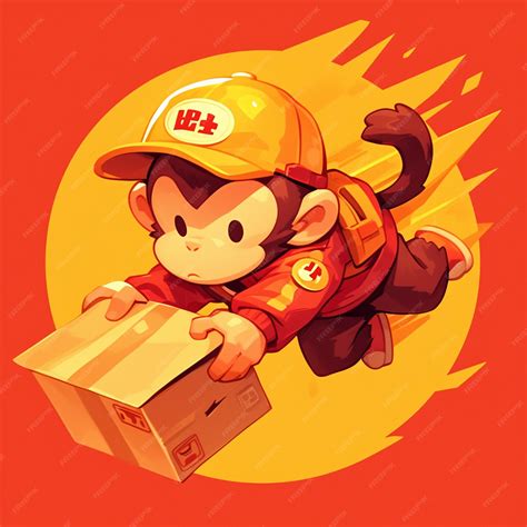 Premium Vector | A rapid monkey delivery cartoon style