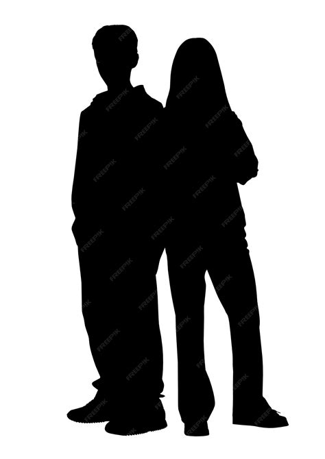 Premium Vector | Silhouette of standing boy and girl Vector illustration in flat style