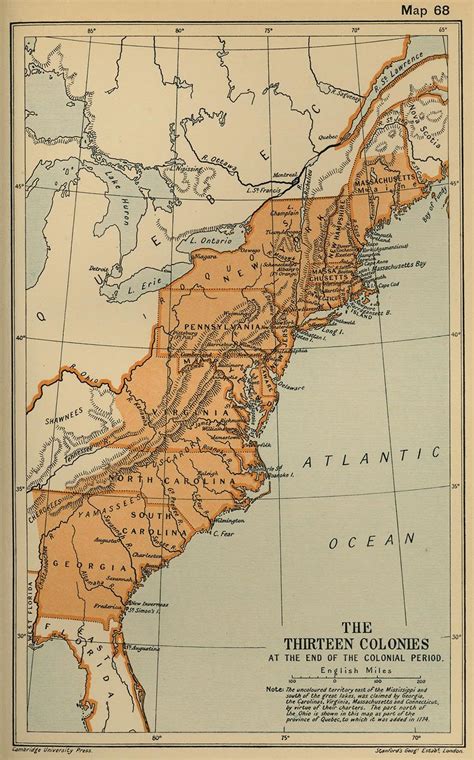 Map of the Thirteen American Colonies 1775
