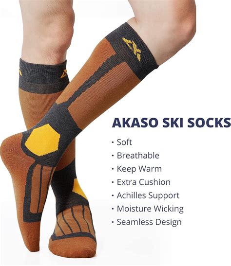 Buy 1 Pair AKASO Warm Wool Ski Socks Mens Women Hiking Socks, Merino ...