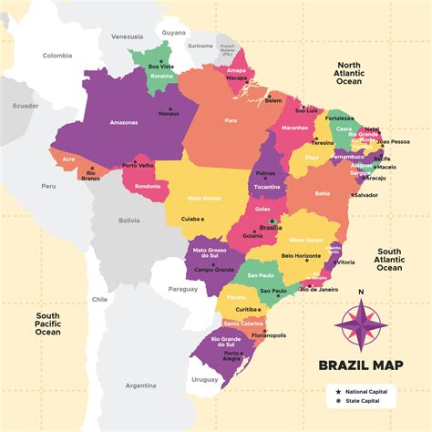 Brazil Map With Surrounding Border 21459710 Vector Art at Vecteezy