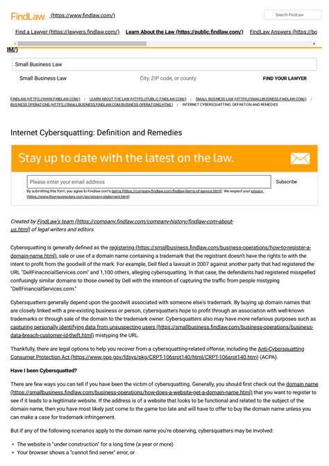 Internet Cybersquatting Definition and Remedies - (https://www.ndlaw ...