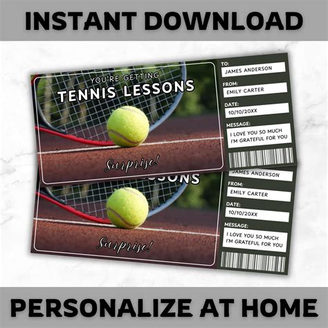 Tennis Lesson Ticket Template - Tennis Lessons Gift Voucher Template ...