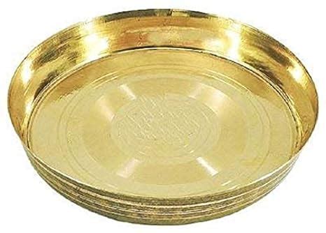 Buy sbi Brass/Pital/Deep Round Thali for Puja 11 inch (Gold) Online at ...