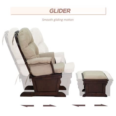 HOMCOM Nursery Glider Rocking Chair with Ottoman, Thick Padded Cushion ...