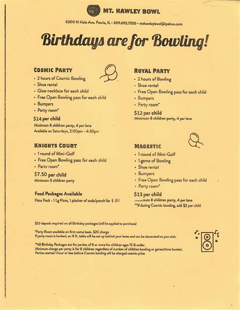 Mt Hawley Bowling Center > PARTIES