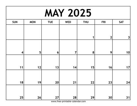 Blank May 2025 Calendar