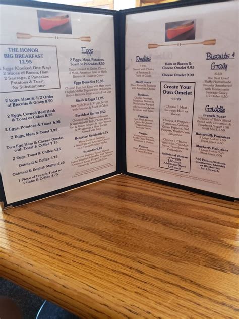Menu at Platte River Inn restaurant, Honor