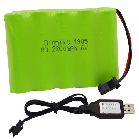 Buy Blomiky 6V 2200mAh Ni-MH 5 AA Rechargeable Battery Pack with SM-2P ...