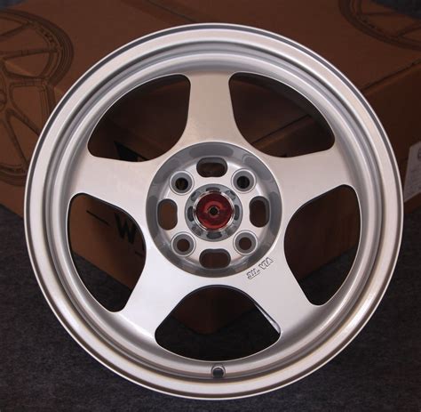 15X7 16X7 Glossy Silver Four Holes Five Spoke Racing Wheels - Flow Forged Wheels and Lightweight ...