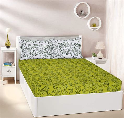 Amazon Brand - Solimo Blissful Oasis 140 TC 100% Cotton Double Bedsheet ...