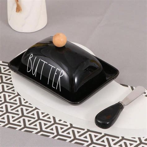 Porcelain Butter Dish With Lid & Knife, Covered Butter Container With ...