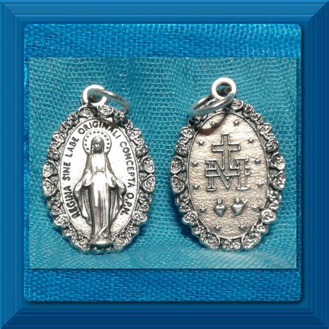 Buy Miraculous Medal with Rose Border Latin Virgin MARY Blessed Mother ...
