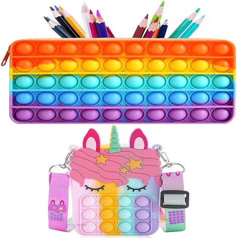 Combo of Fidget Popit Pouch & Sling Bag for Kids Pop it Stationary Kit ...