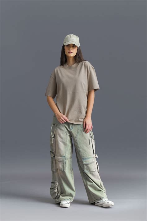 Buy Solid Stone Grey Soft Jersey Oversized T-shirt | BonkersCorner