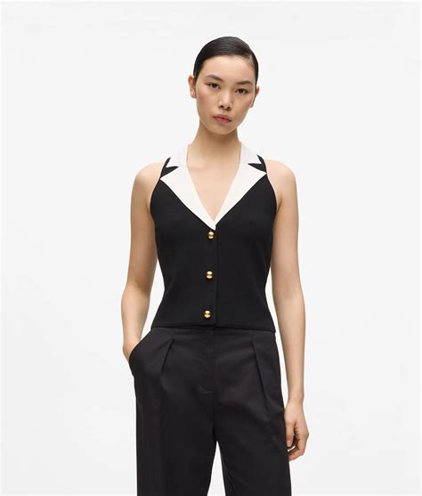 Tailored knit top | Black/White | Women | KARL LAGERFELD