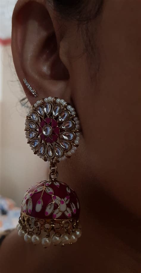 Accessher Gold Plated Traditional and Ethnic Pink Enamel and Kundan ...