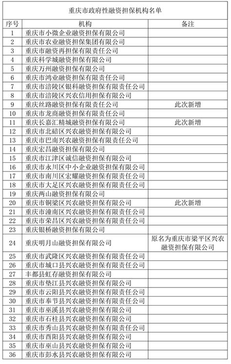 重庆市政府性融资担保机构新增3家 总数增至36家-国际在线