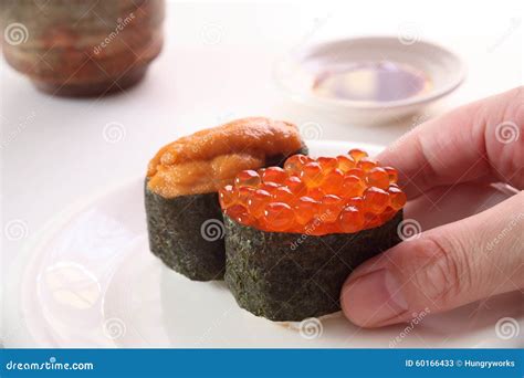 Sushi, Sea Urchin And Salmon Roe Royalty-Free Stock Image ...