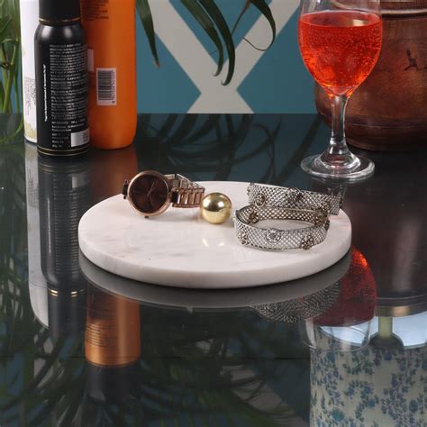 Buy NikkisPride Marble Platter Round with Gold Finish Metal Piece ...