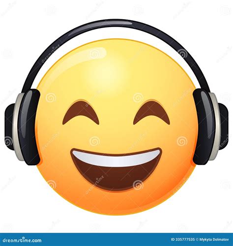Emoji With Headphones Listening To Music, Style Cartoon Vector ...