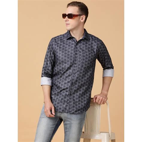 Buy TABARD Pure Cotton Full Sleeve Collared Shirt for Men Grey Online