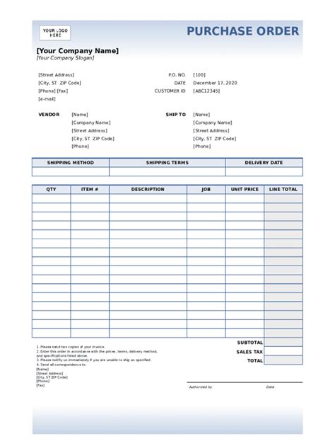 Purchase Order Template Form - Fill Online, Printable, Fillable, Blank ...